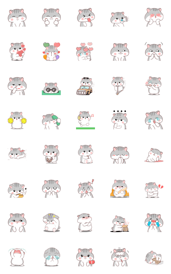 [LINE絵文字]Cute grey hamster : emojiの画像一覧