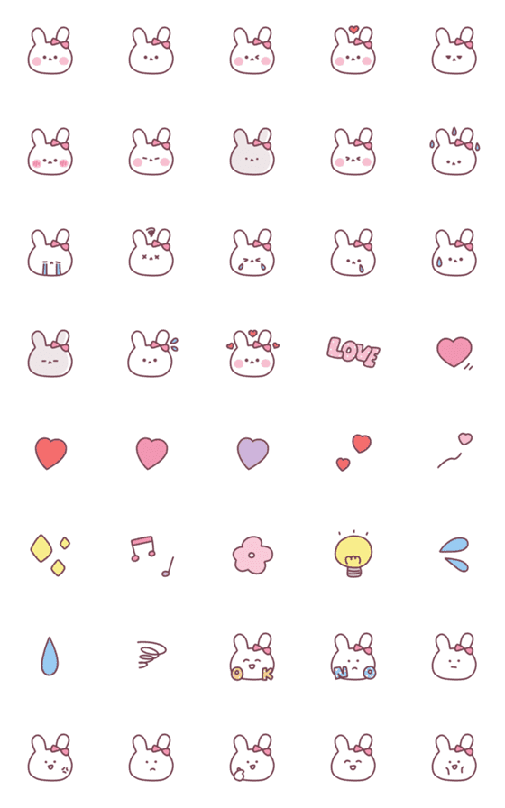 [LINE絵文字]りぼんうさぎ ♡の画像一覧