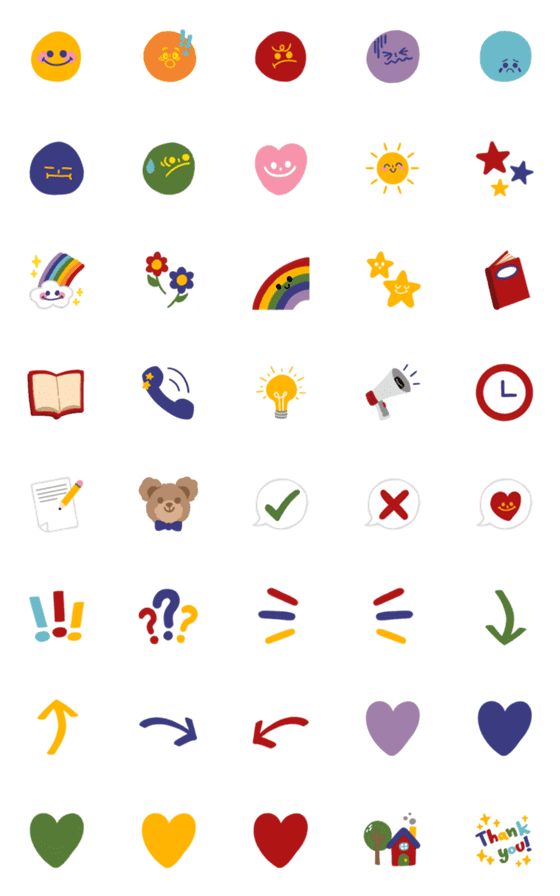 [LINE絵文字]Cute, cheerful, and simple emojiの画像一覧