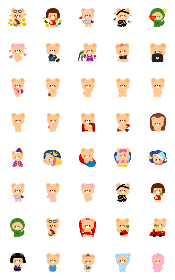 [LINE絵文字]Mini bear emojiの画像一覧