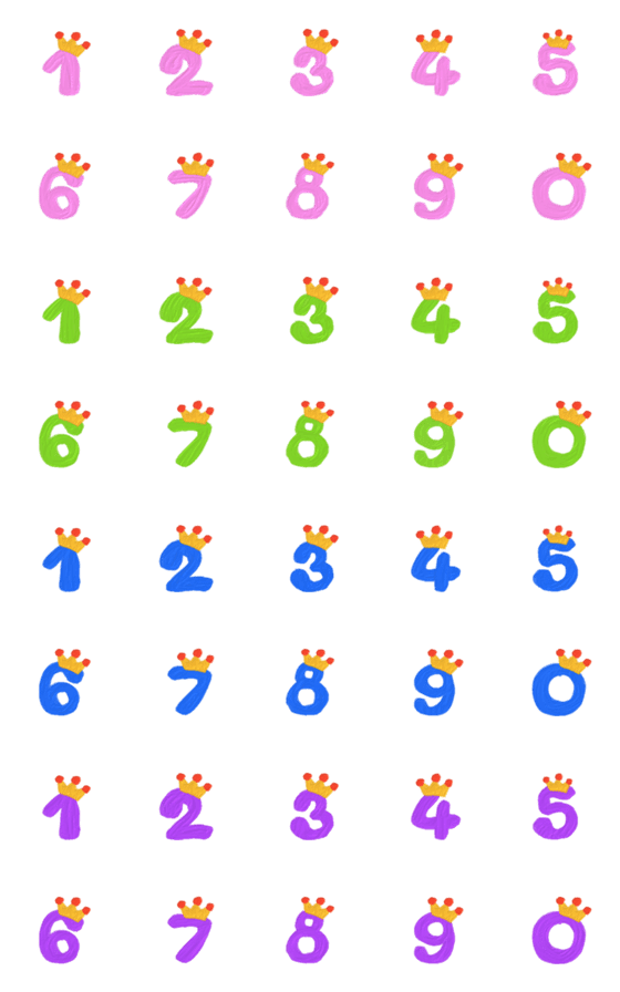[LINE絵文字]Number neon funny color oil paint emojiの画像一覧