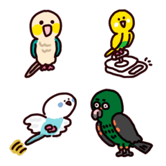 [LINE絵文字] 我が家のインコたちの画像