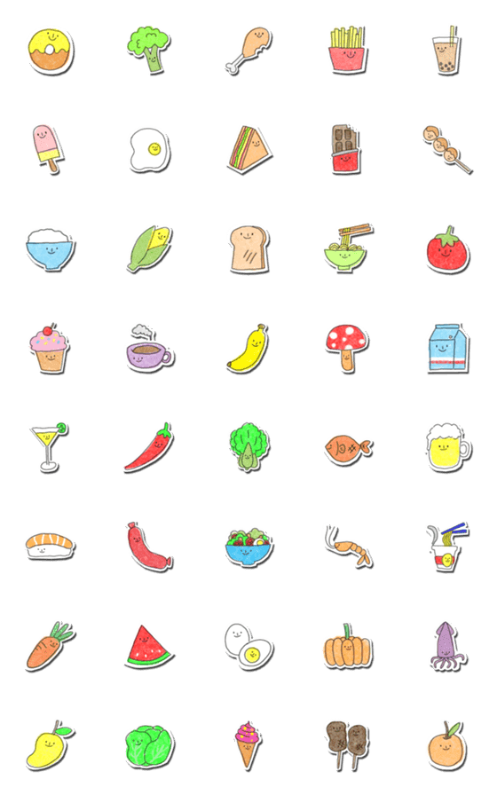 [LINE絵文字]super cutie food :-)の画像一覧