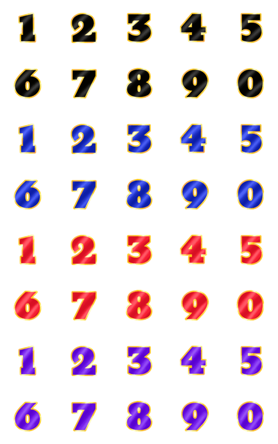 [LINE絵文字]Number classic big gold emojiの画像一覧