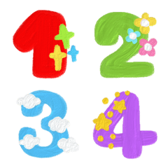 [LINE絵文字] Number colorful puffy oil paint emojiの画像