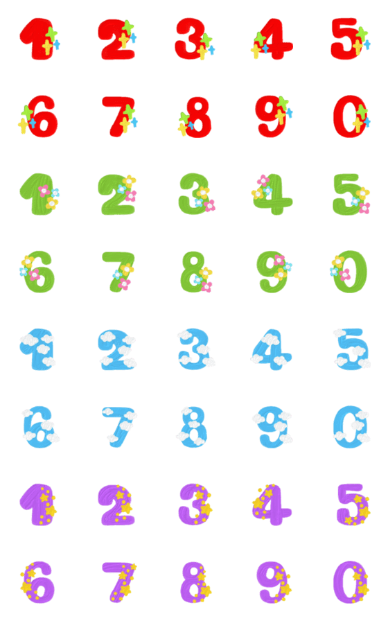 [LINE絵文字]Number colorful puffy oil paint emojiの画像一覧