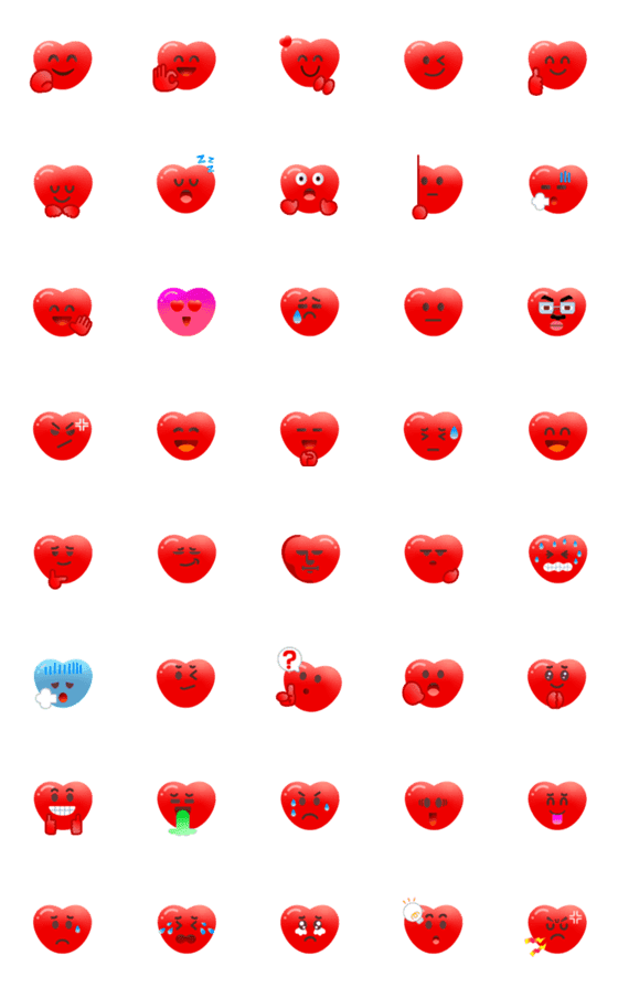 [LINE絵文字]シンプルで使いやすいハートの絵文字たろうの画像一覧