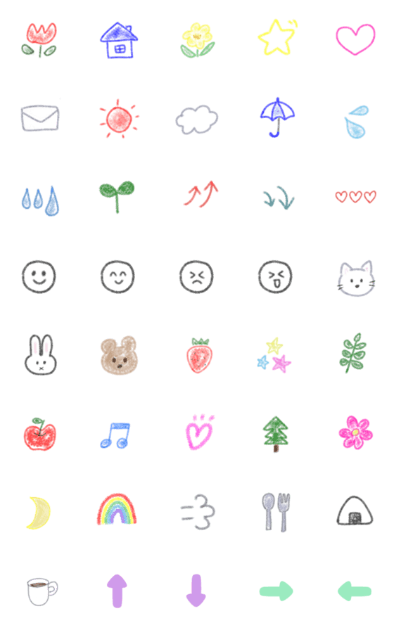[LINE絵文字]かわいい クレヨン 手書き 絵文字 お絵かきの画像一覧