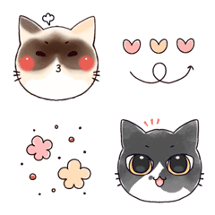 [LINE絵文字] シャム猫mixとハチワレぶち猫の絵文字♡の画像