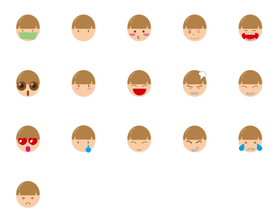 [LINE絵文字]Round head Kidの画像一覧