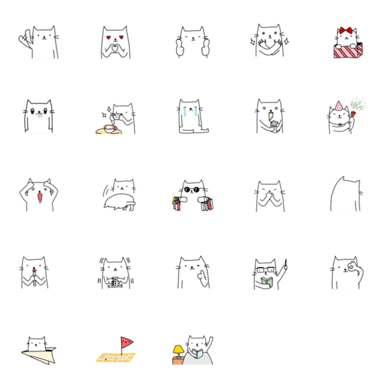 [LINE絵文字]White Snow Catの画像一覧