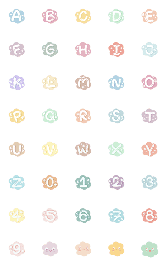 [LINE絵文字]Fluffy alphabet pastel fontの画像一覧