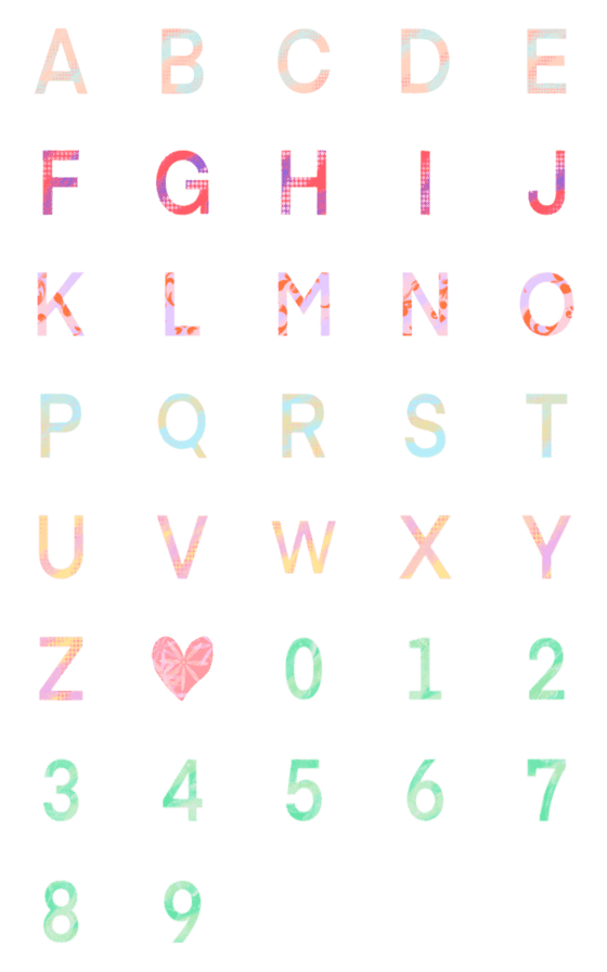 [LINE絵文字]Alphabets and Numbersの画像一覧