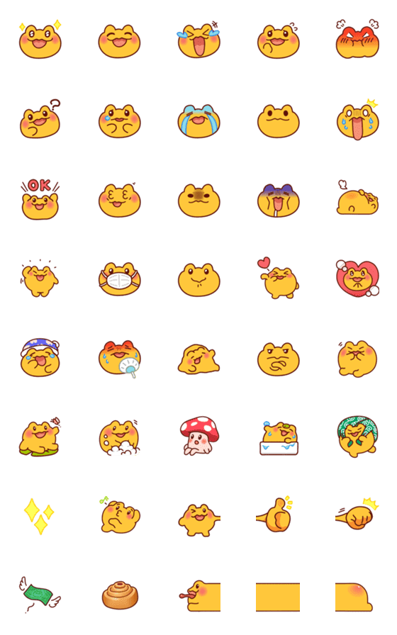 [LINE絵文字]GwaGwa's Gwa Bao＆Mushroom Assorted Emojiの画像一覧