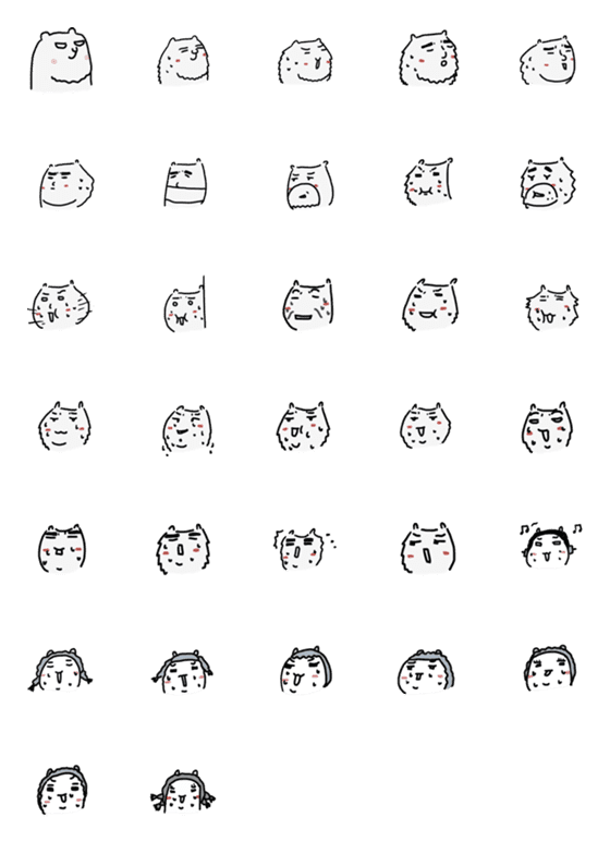 [LINE絵文字]White everyday emoticonsの画像一覧