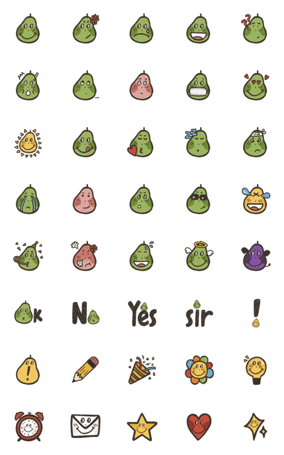 [LINE絵文字]Pear, Avocado or Sherry？の画像一覧