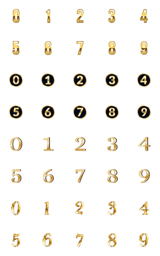 [LINE絵文字]Golden number emojiの画像一覧