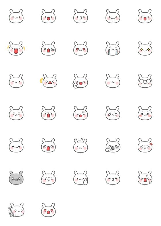 [LINE絵文字]かわいい白ウサギ♡様々な表情のセットの画像一覧