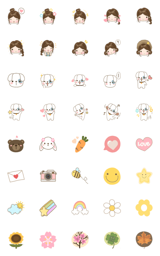 [LINE絵文字]ROSY ＆ PITI (V.1) Emojiの画像一覧