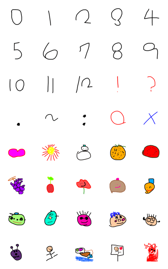 [LINE絵文字]4歳児の描いた数字や絵の画像一覧