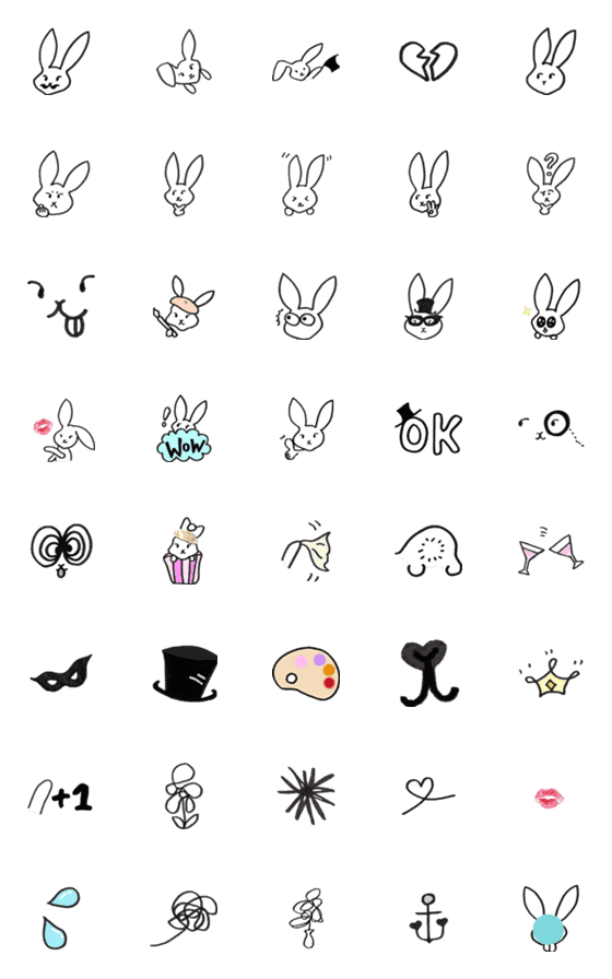 [LINE絵文字]うさぎのほっぺ絵文字スタンプの画像一覧