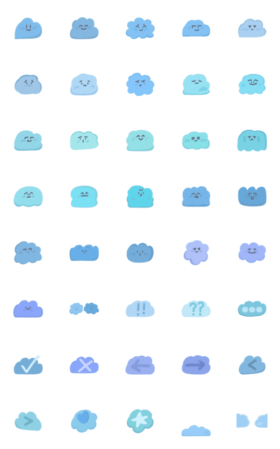 [LINE絵文字]Cute Little Clouds Emojisの画像一覧