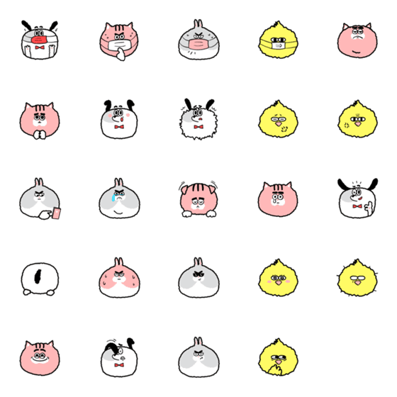 [LINE絵文字]Emoji of We are fluffy (Mask)の画像一覧