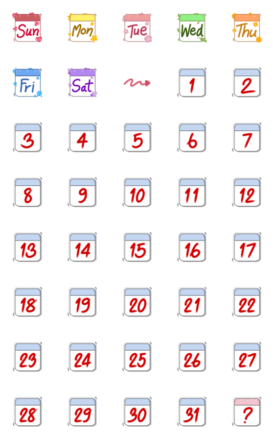 [LINE絵文字]Calendar v.1の画像一覧