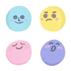 [LINE絵文字] Cute Pastel Crayon Drawing Style Emojisの画像