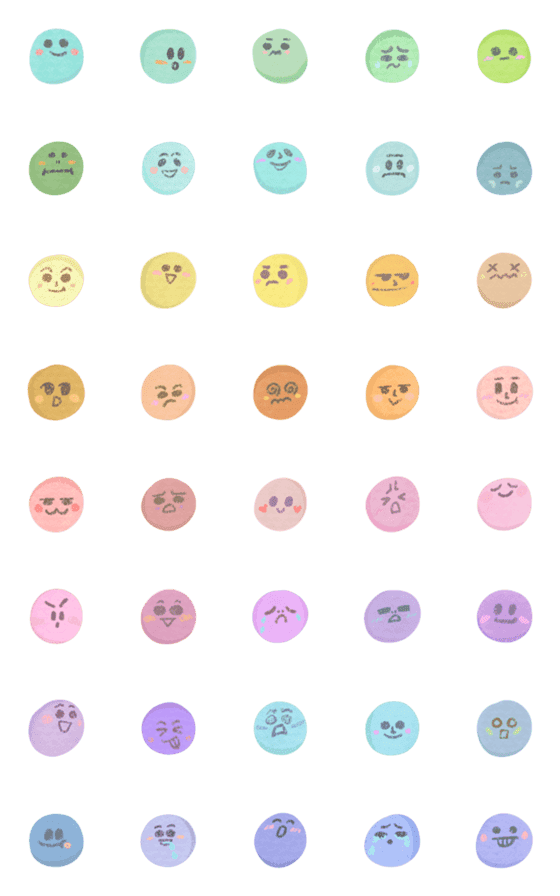 [LINE絵文字]Cute Pastel Crayon Drawing Style Emojisの画像一覧
