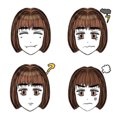 [LINE絵文字] Girl with thick eyebrows-Wenの画像