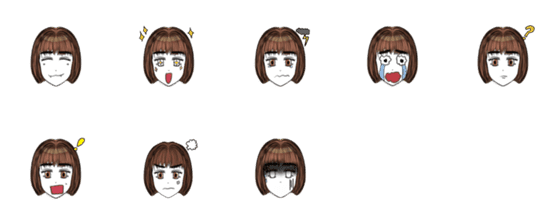 [LINE絵文字]Girl with thick eyebrows-Wenの画像一覧