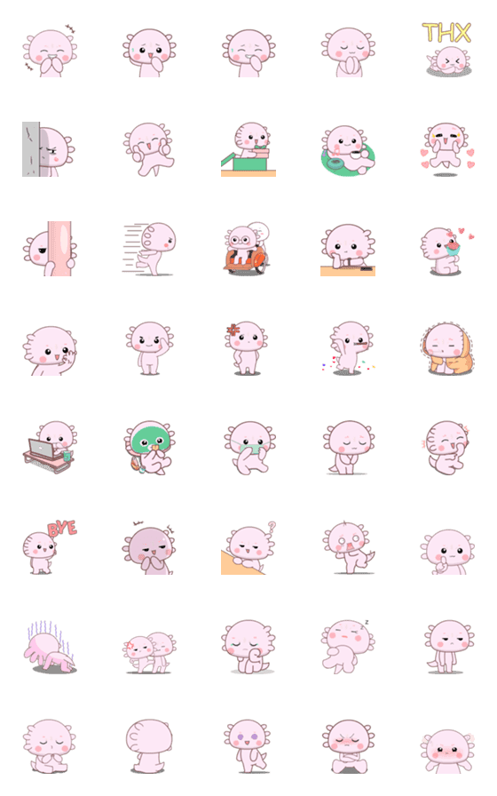 [LINE絵文字]Cute Baby Axolotl : emojiの画像一覧