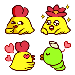 [LINE絵文字] Heart Chicken ＆ Rice Worm Emojiの画像