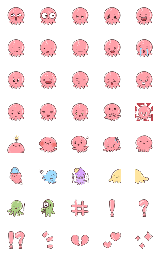 [LINE絵文字]Little pink squidsの画像一覧