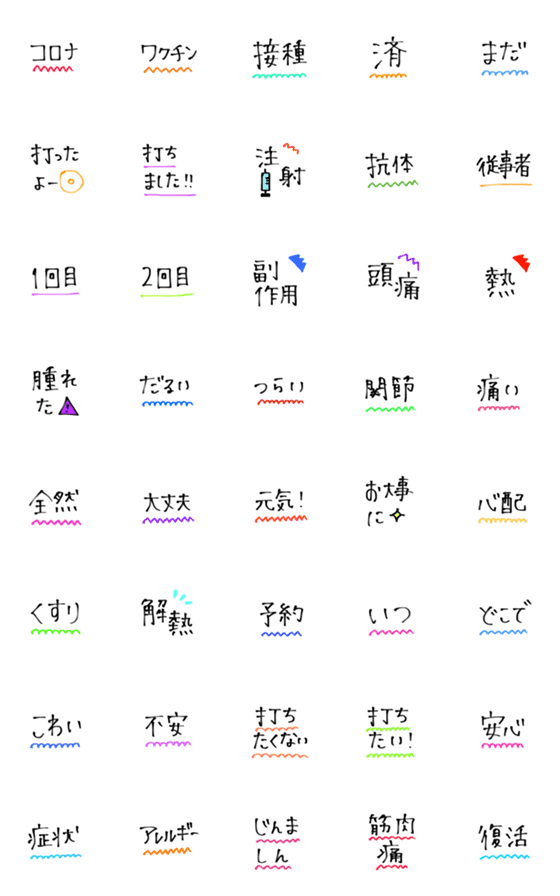 [LINE絵文字]コロナのワクチンにまつわる絵文字▲△の画像一覧