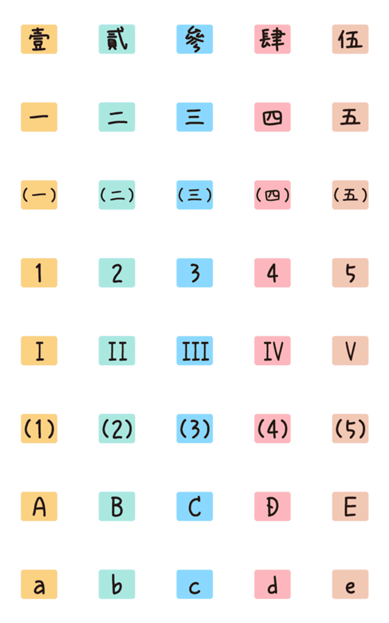 [LINE絵文字]Number/letter order labels LV.5の画像一覧