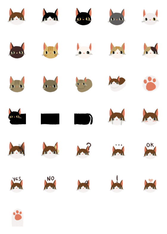 [LINE絵文字]red bean meow and friend emojiの画像一覧