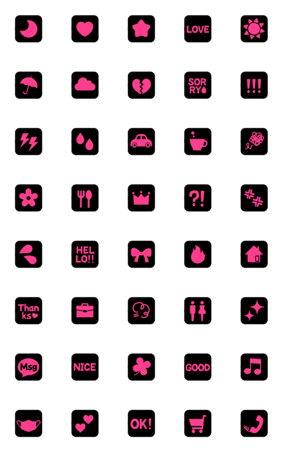 [LINE絵文字]ビビッド黒ピンク四角記号の画像一覧