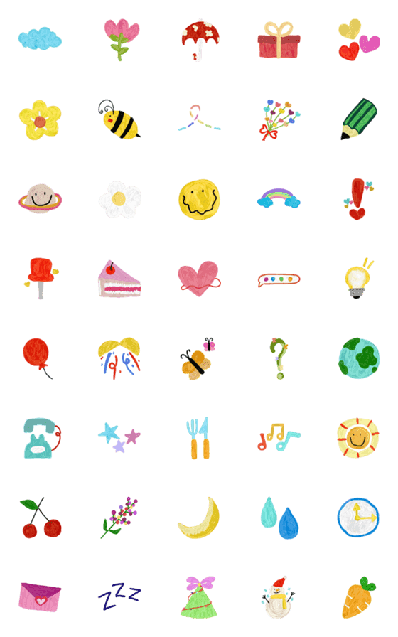 [LINE絵文字]Super colorful and cute emojiの画像一覧