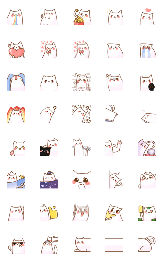 [LINE絵文字]white cat dailyの画像一覧