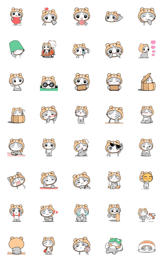 [LINE絵文字]Grey cat : Emoji 2の画像一覧