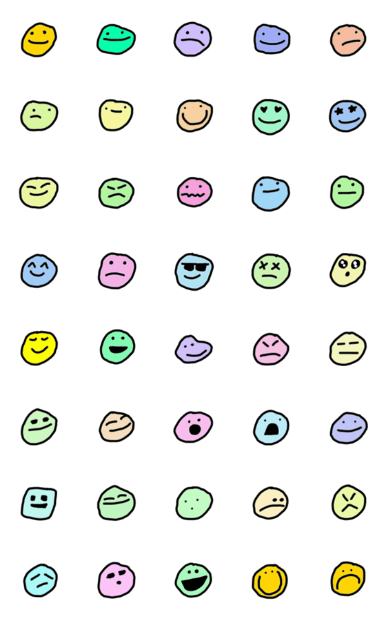 [LINE絵文字]Funny Colorful Facesの画像一覧