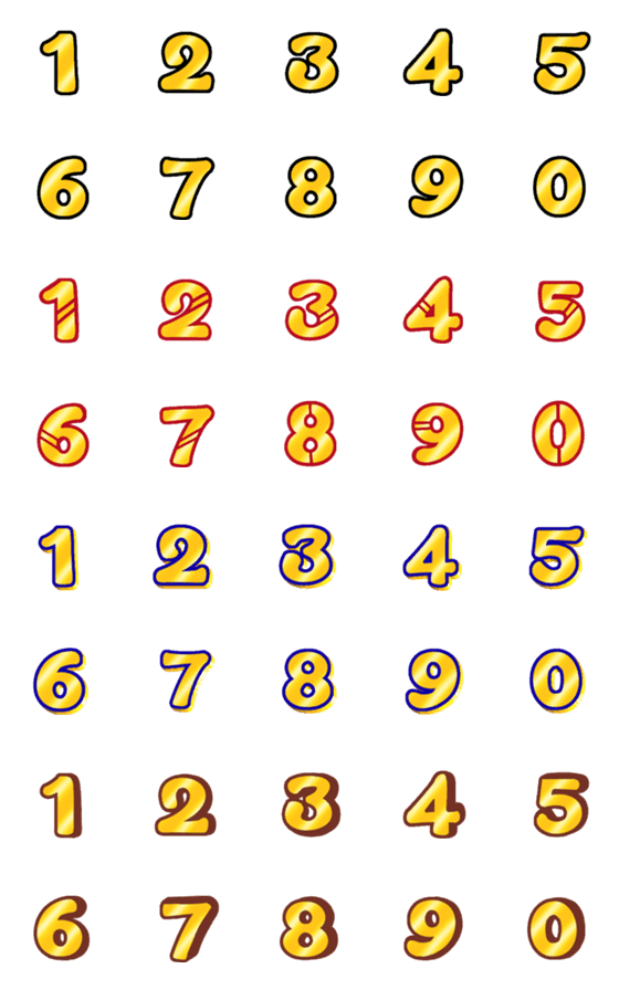 [LINE絵文字]Number classic gold colorful emojiの画像一覧