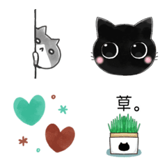 [LINE絵文字] はちわれと黒猫の絵文字♡の画像