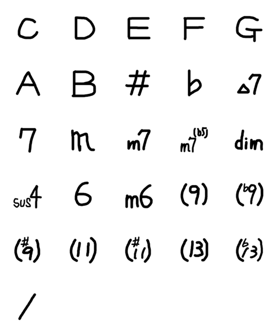 [LINE絵文字]コード（和音）の絵文字の画像一覧