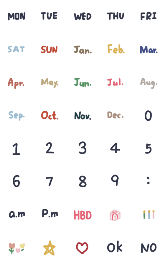 [LINE絵文字]Practical calendar emoji2の画像一覧