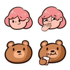 [LINE絵文字] Little girl and little bearの画像