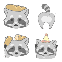 [LINE絵文字] raccoon ＆ baguette maxの画像