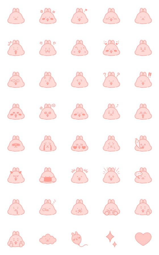 [LINE絵文字]Pink rabbit Mingto Emojiの画像一覧